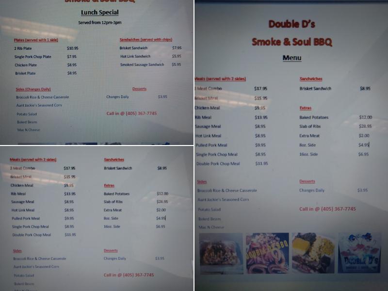 Double D's Smoke and Soul BBQ Menu