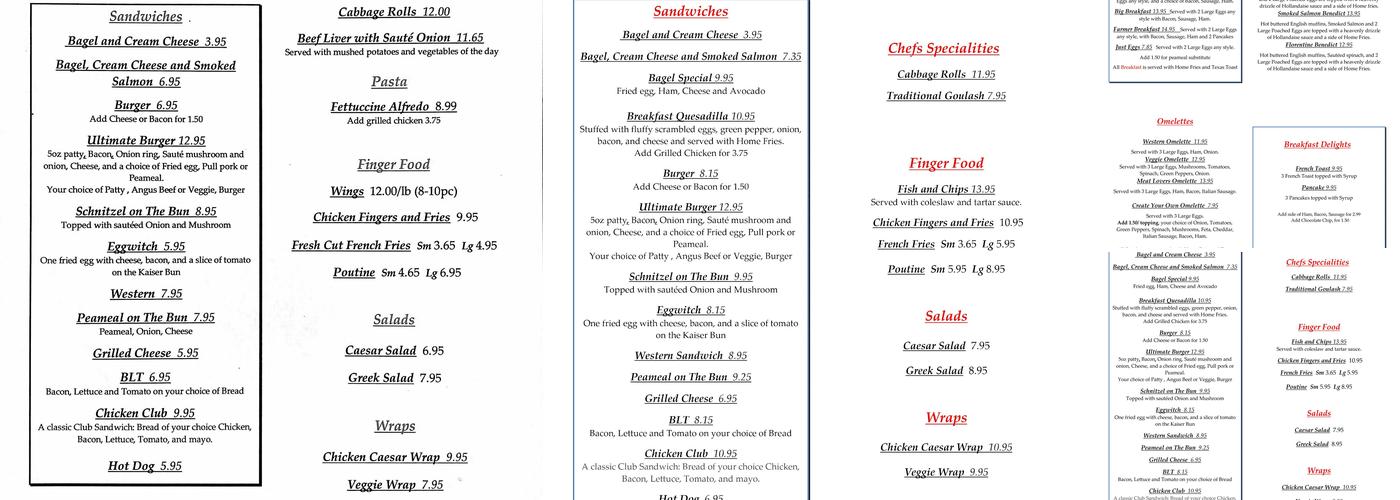 COPPINS CORNERS DINER Menu