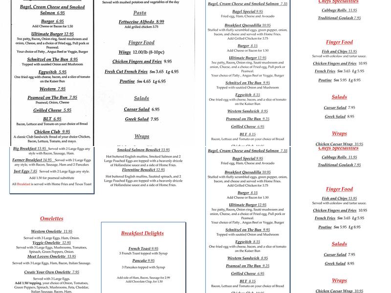 COPPINS CORNERS DINER Menu