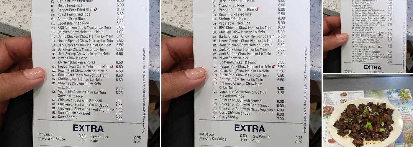 New Thriving Restaurant Menu