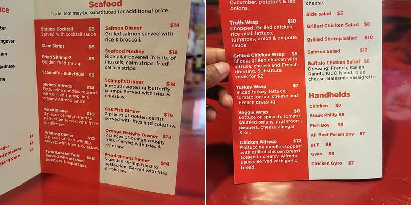 Truth seafood 7 Menu