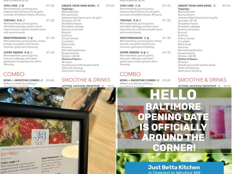 Just Betta Kitchen Menu