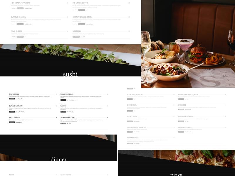 Strive Kitchen + Bar Menu