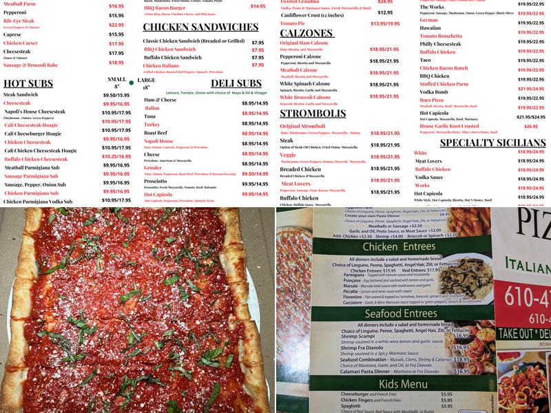 Napoli Pizza and Italian Cuisine Menu