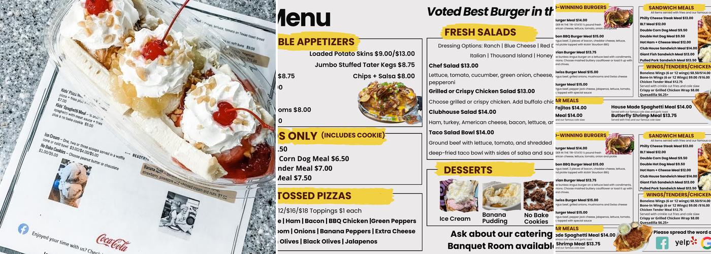 Buddy's Clubhouse Grill Menu