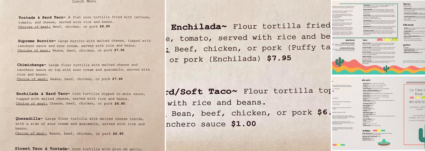 La Casa de Rosa Menu