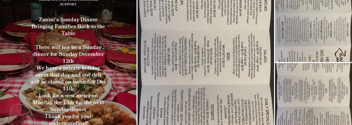 Zanini’s Deli Menu