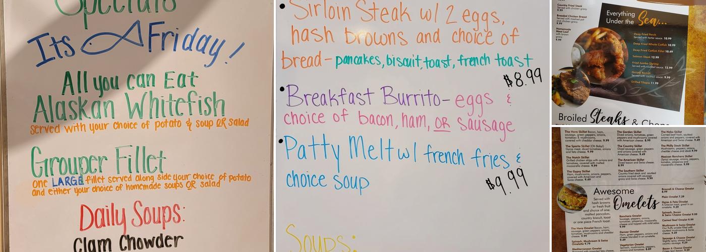 Top notch diner Menu