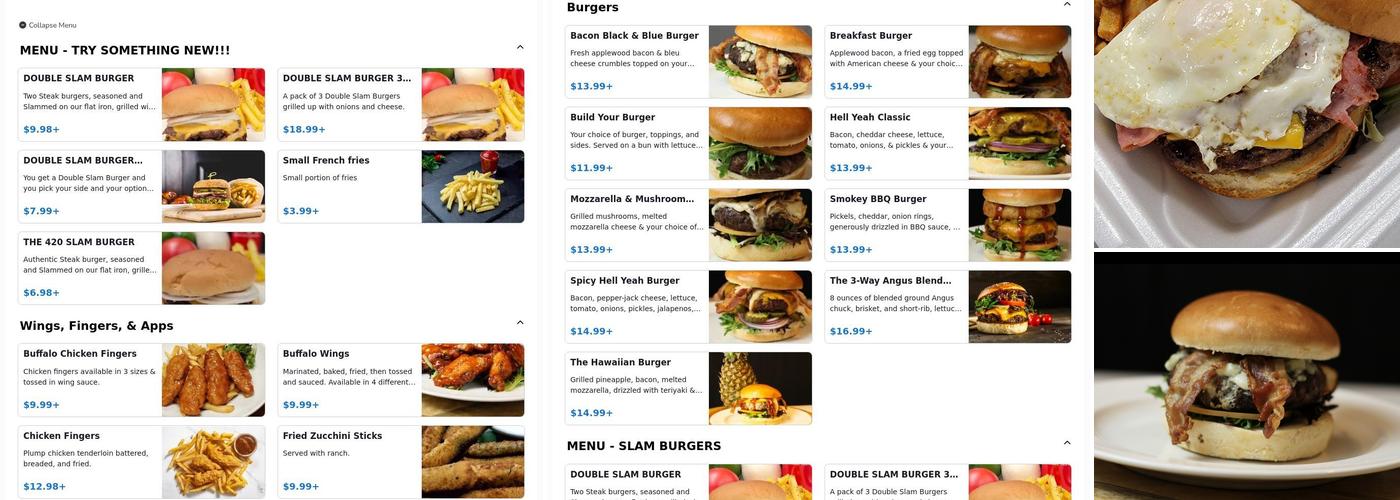 Hell Yeah Hamburger Menu