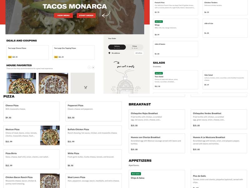 Tacos Monarca Menu