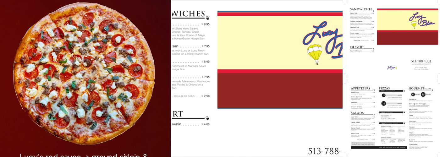Lucy Blue Pizza Menu