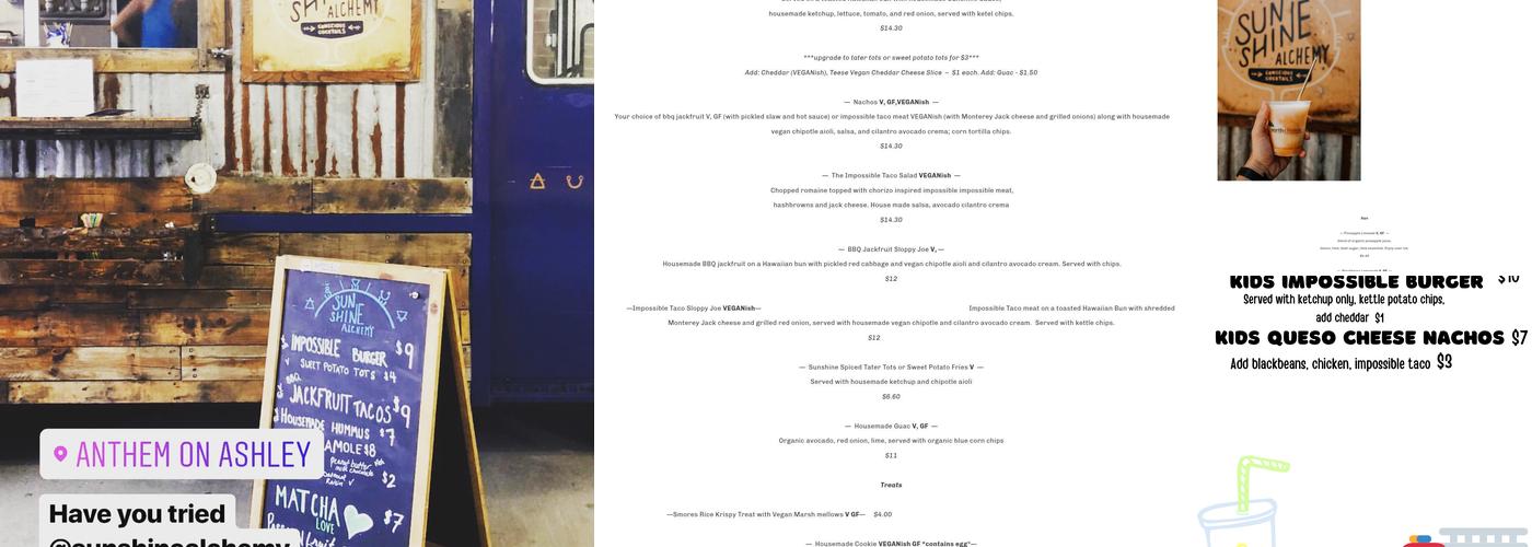 Sunshine Alchemy Menu