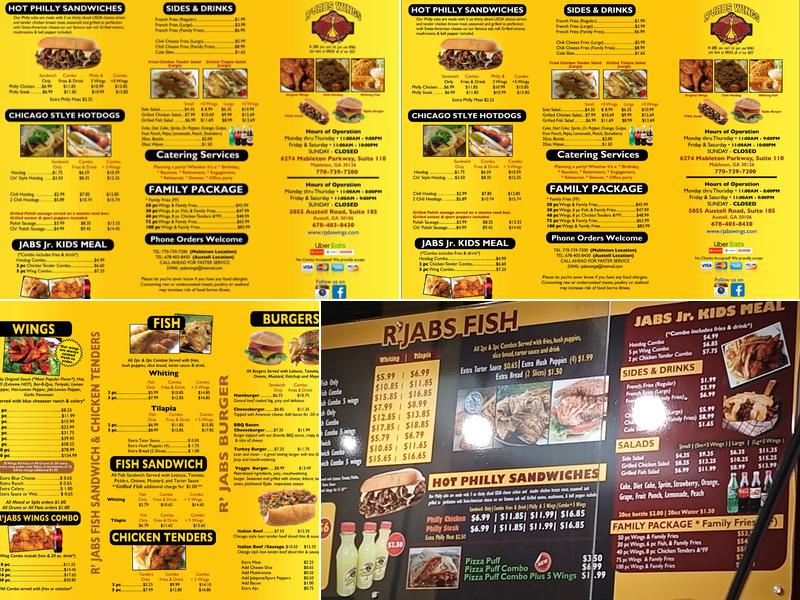 R'Jabs Wings Menu