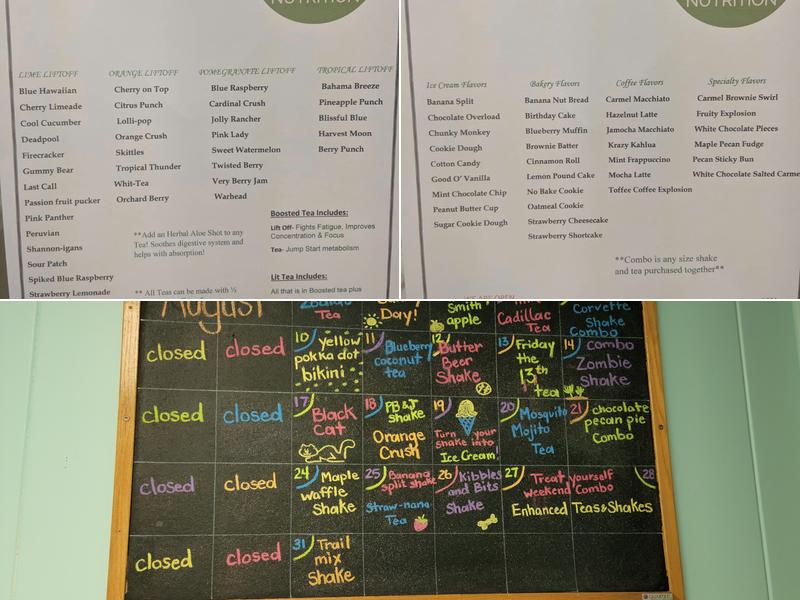 Hometown Nutrition Menu