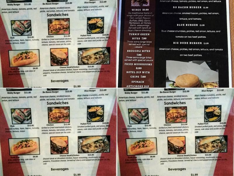 Baby dudes Bar and Grill LLC Menu