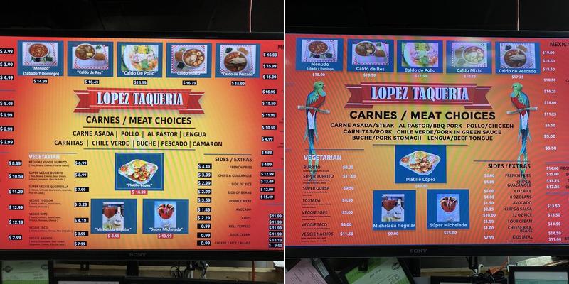 Lopez Taqueria Menu