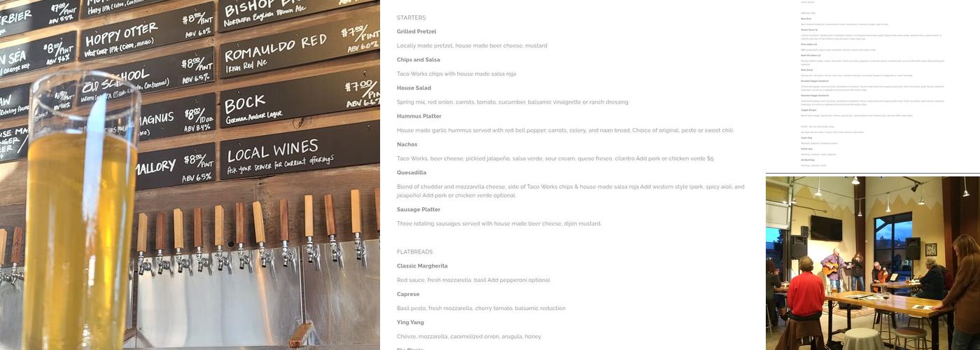 Oak and Otter Brewing Co. Menu