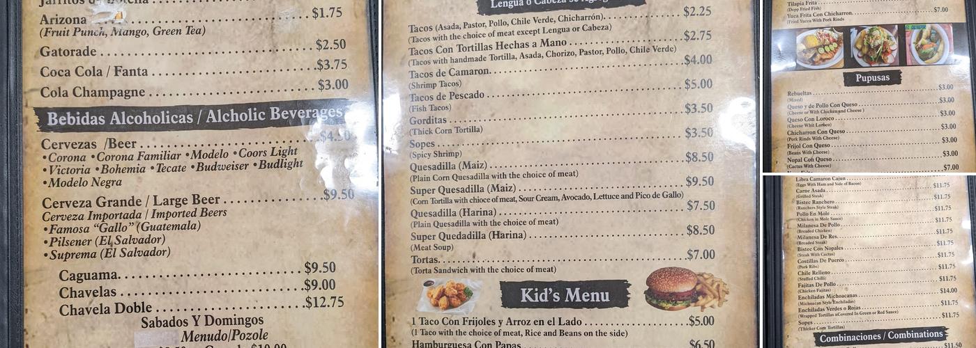 Gaby's Restaurant Menu