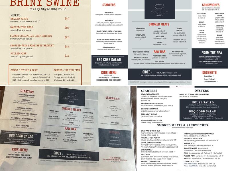 Briny Swine Smokehouse & Oyster Bar Menu