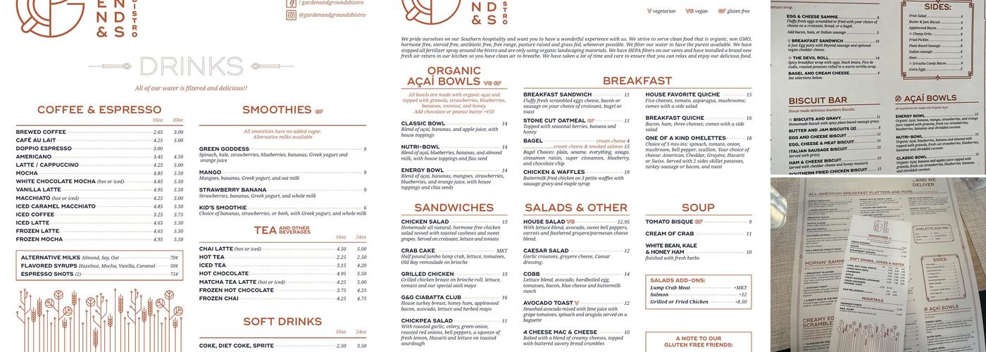 Garden & Grounds Bistro Menu