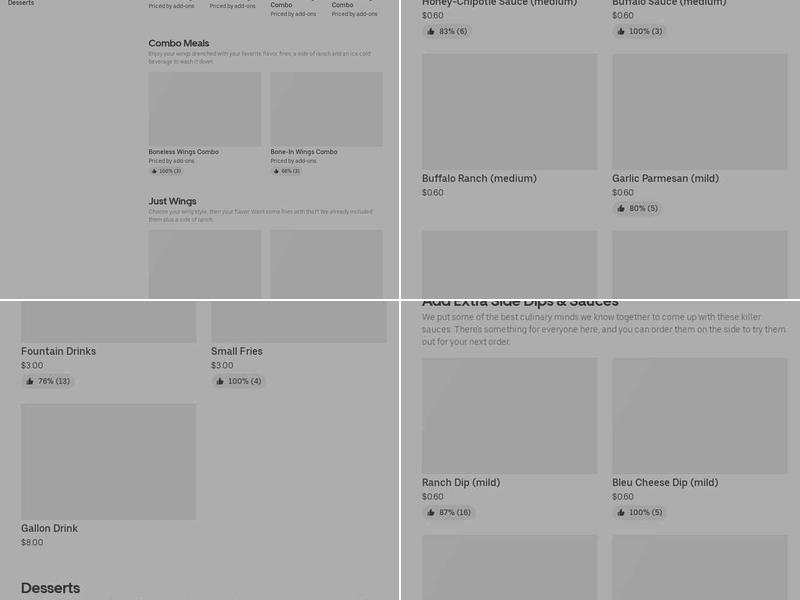 It's Just Wings Menu