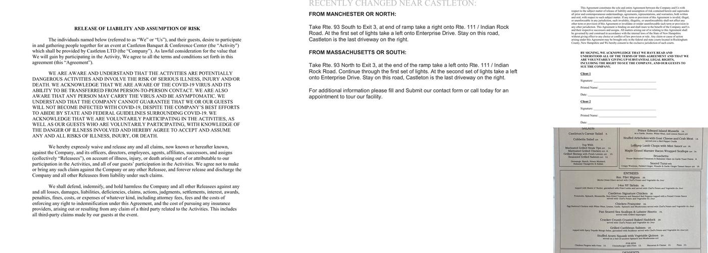 Castleton's Waterfront Dining on Cobbetts Menu