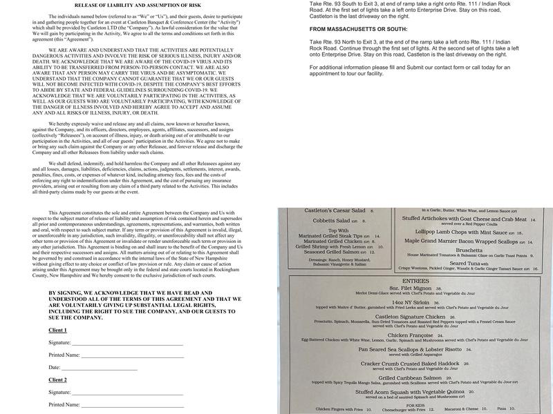 Castleton's Waterfront Dining on Cobbetts Menu