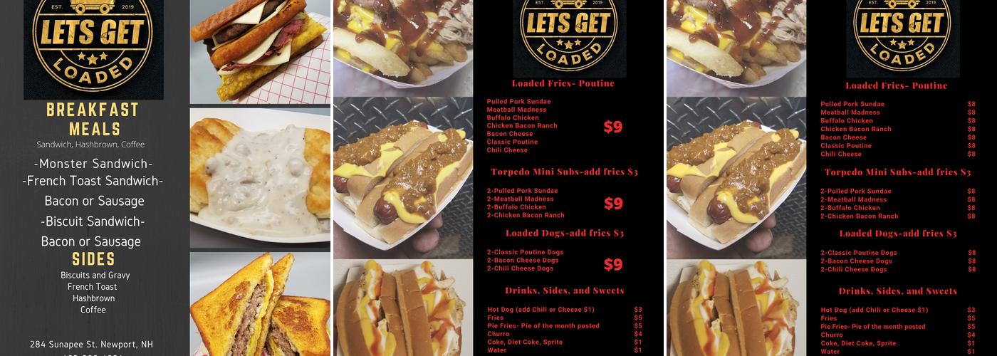 Lets Get Loaded Food Truck Menu