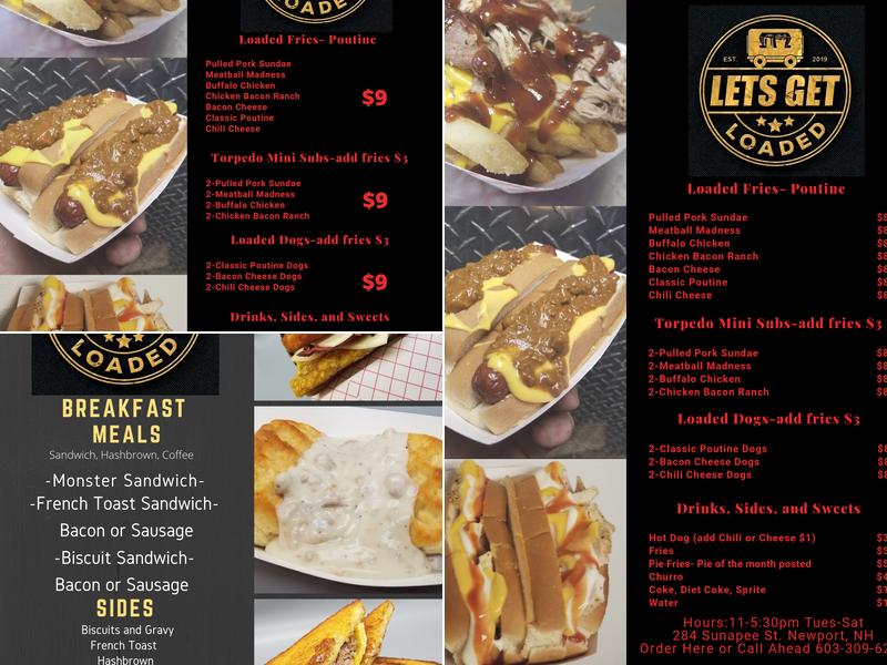 Lets Get Loaded Food Truck Menu