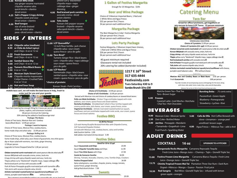 La Chinita Poblana Menu