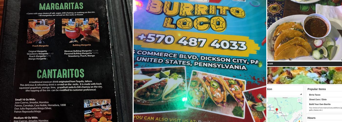Burrito loco cantina & grill Menu