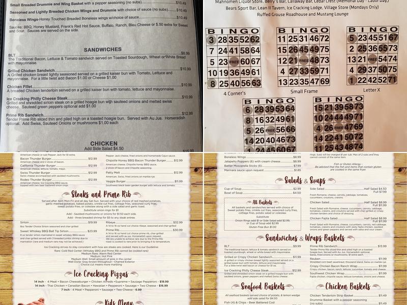 Ice Cracking Lodge Menu