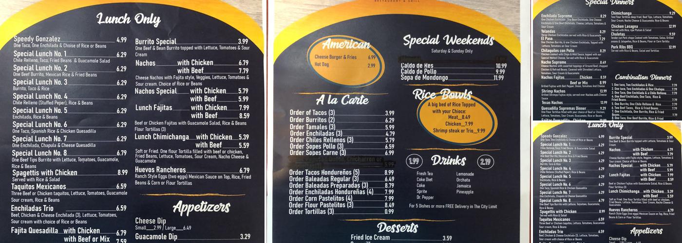 El Campo Restaurant & Grill Menu
