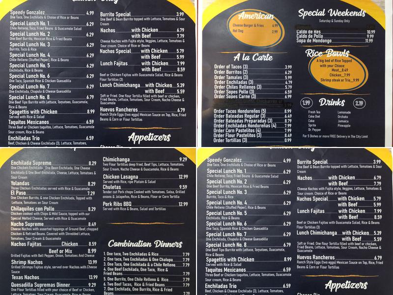 El Campo Restaurant & Grill Menu