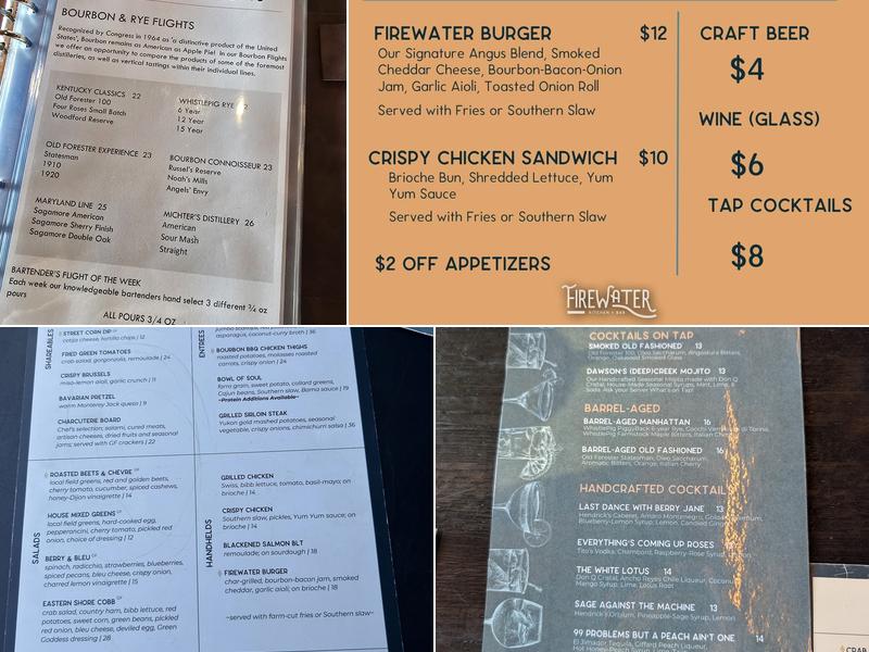 Firewater Kitchen & Bar Menu