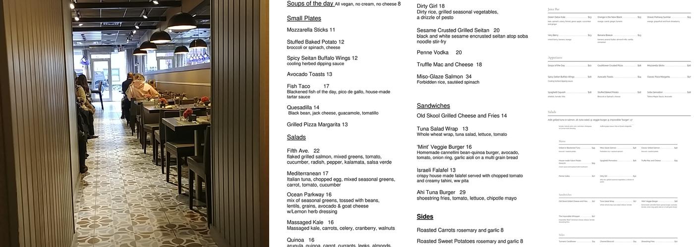 Mint Brooklyn Menu