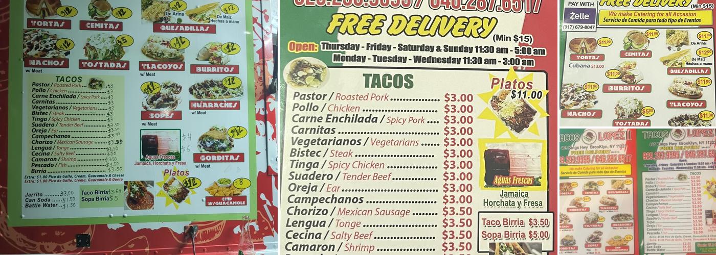 Tacos López 2 Menu