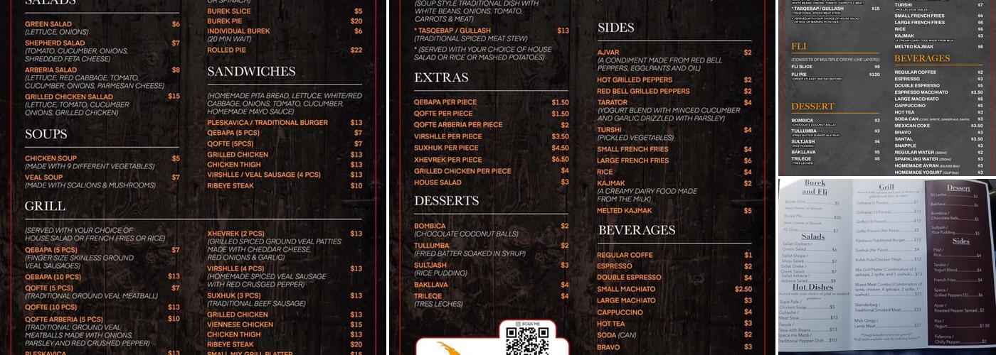 Arberia Menu