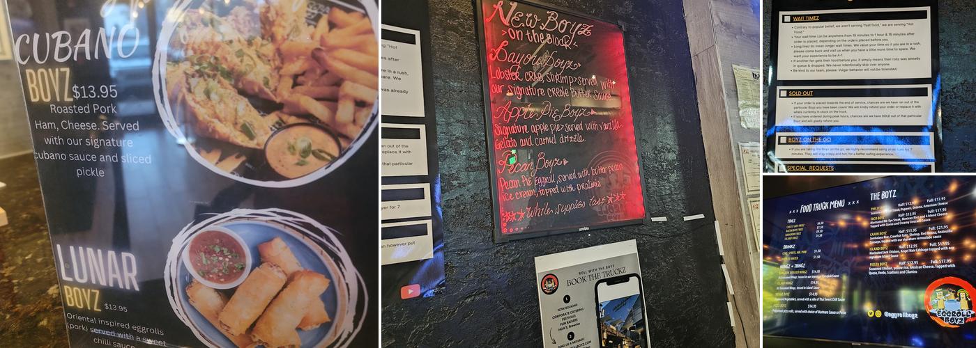 EggRoll Boyz Menu