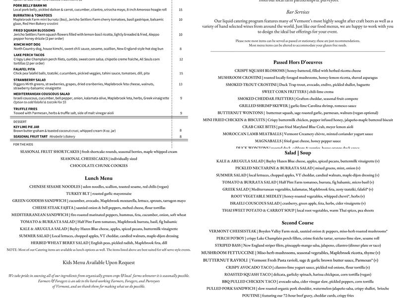 Farmers and Foragers Dockside Menu