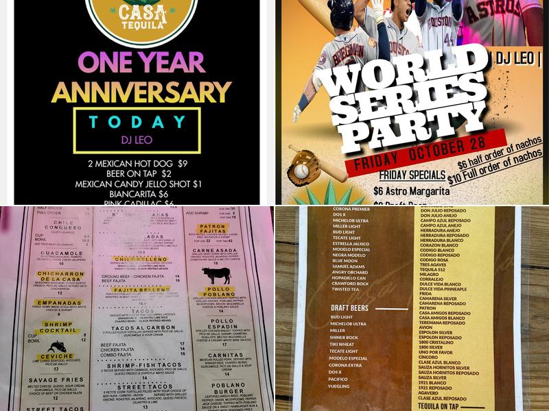 Casa Tequila Tex Mex & Bar Menu