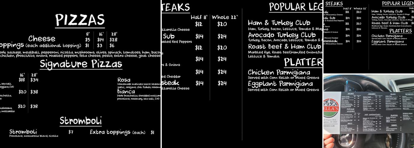 Bella's Italian Bistro Menu