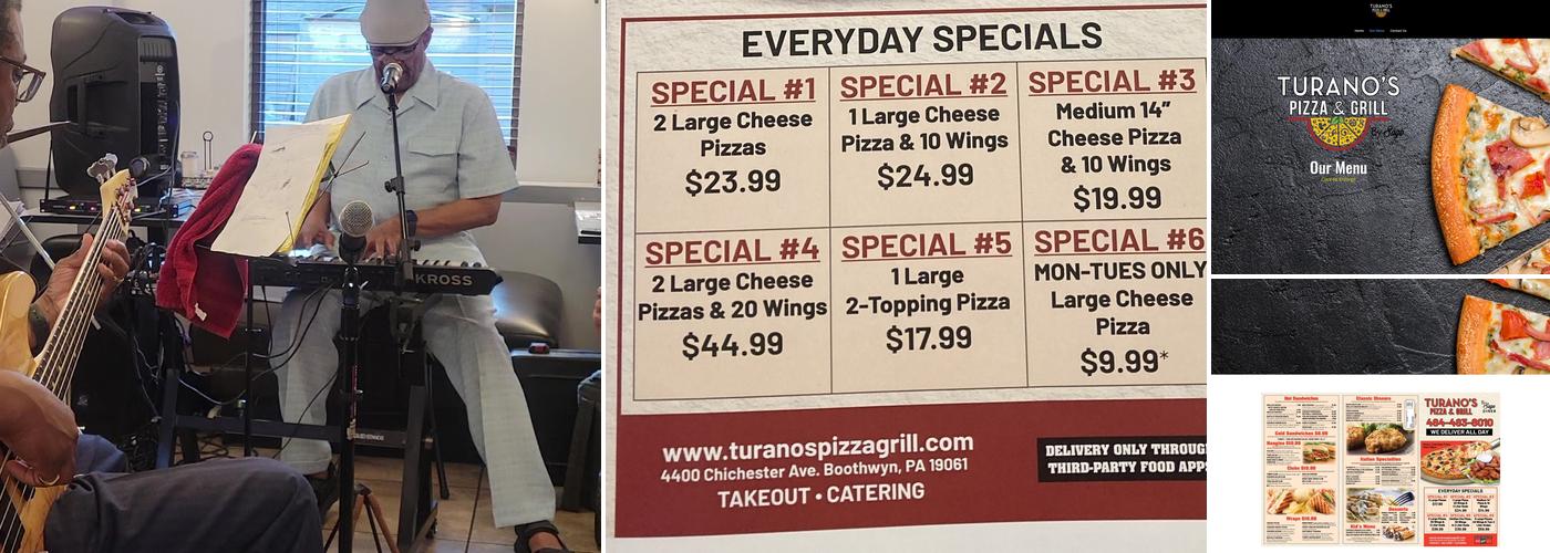 Turanos Pizza and Grill Menu