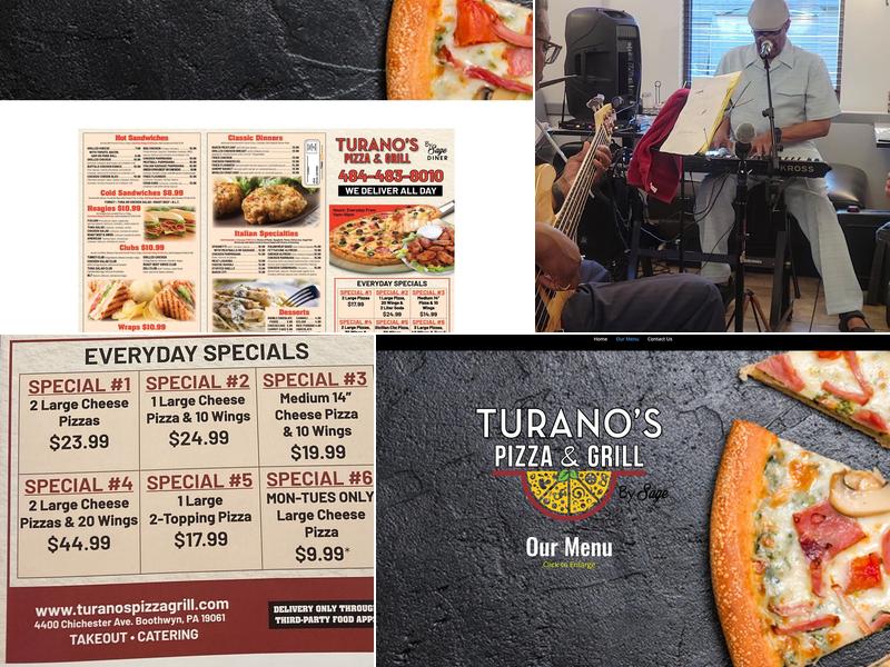 Turanos Pizza and Grill Menu