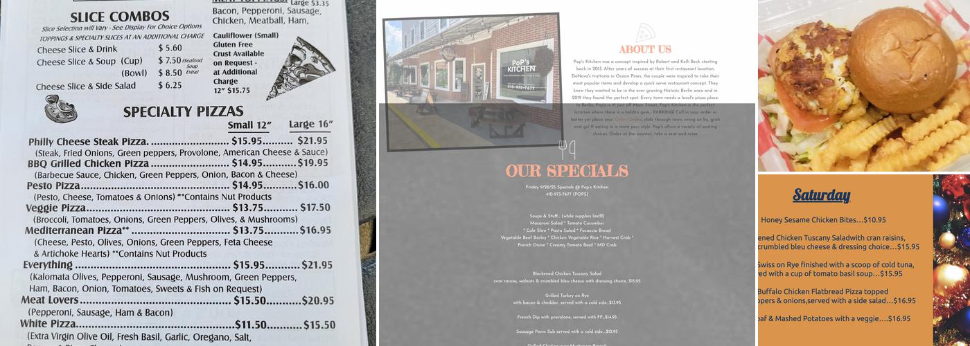 Pop’s Kitchen Menu