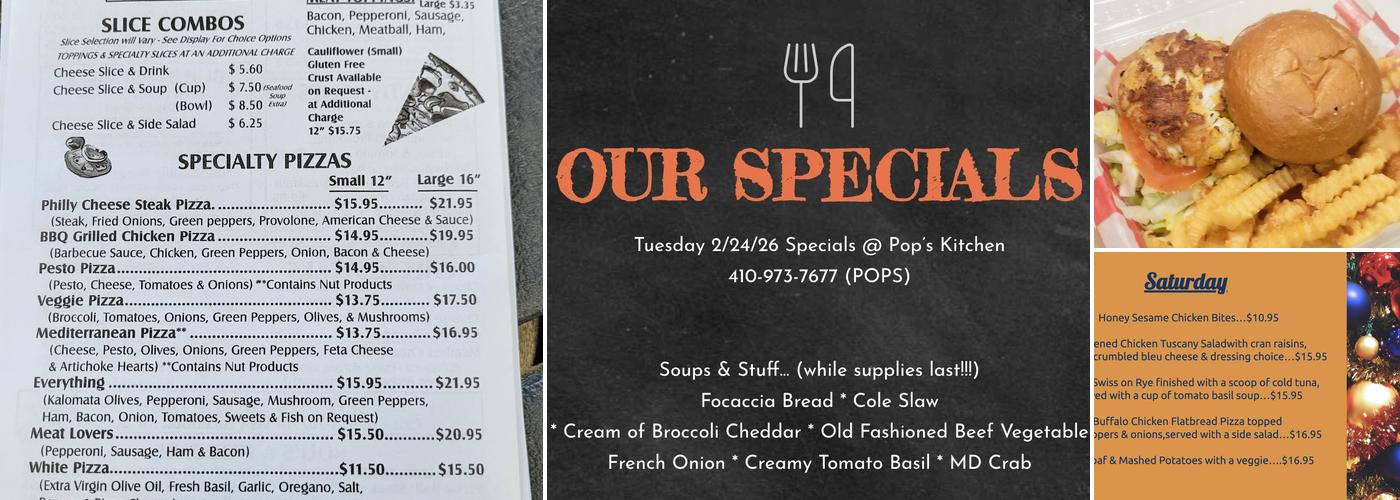 Pop’s Kitchen Menu