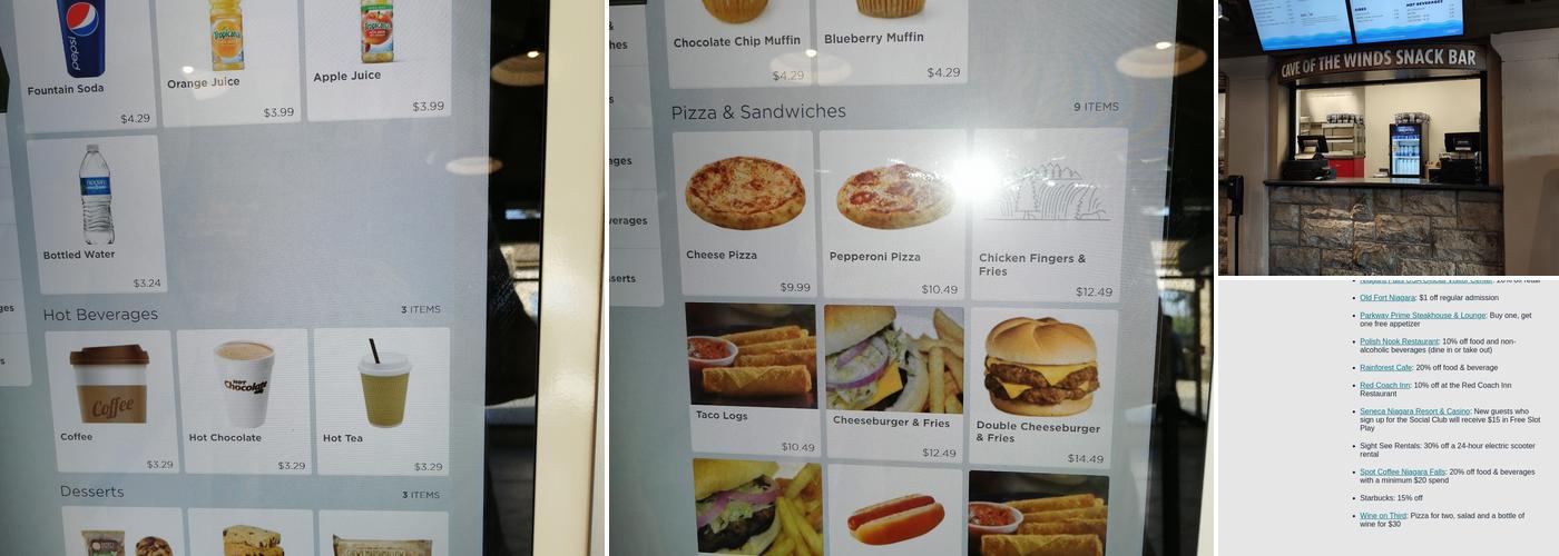 Cave of the Winds Menu