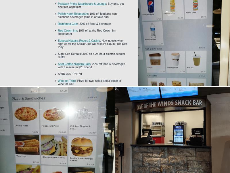 Cave of the Winds Menu