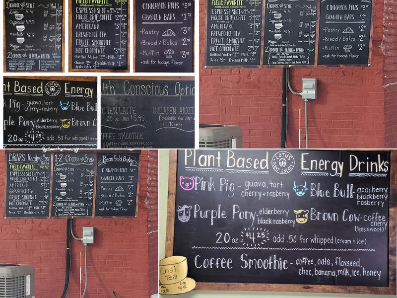 The Bean Field Coffeehouse Menu