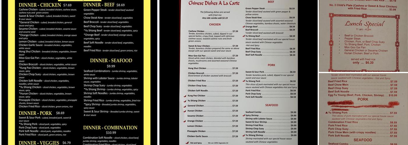 H-n-H Chinese Restaurant Menu